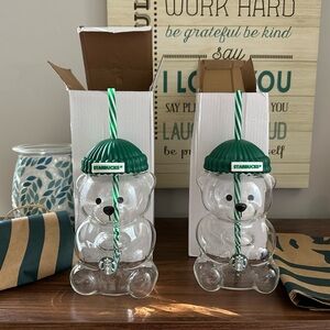 NEW Starbucks 2025 Bearista Bear Glass Cold Cup LOOKALIKE — only one left